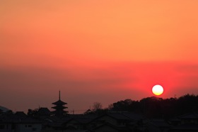 法隆寺の落陽